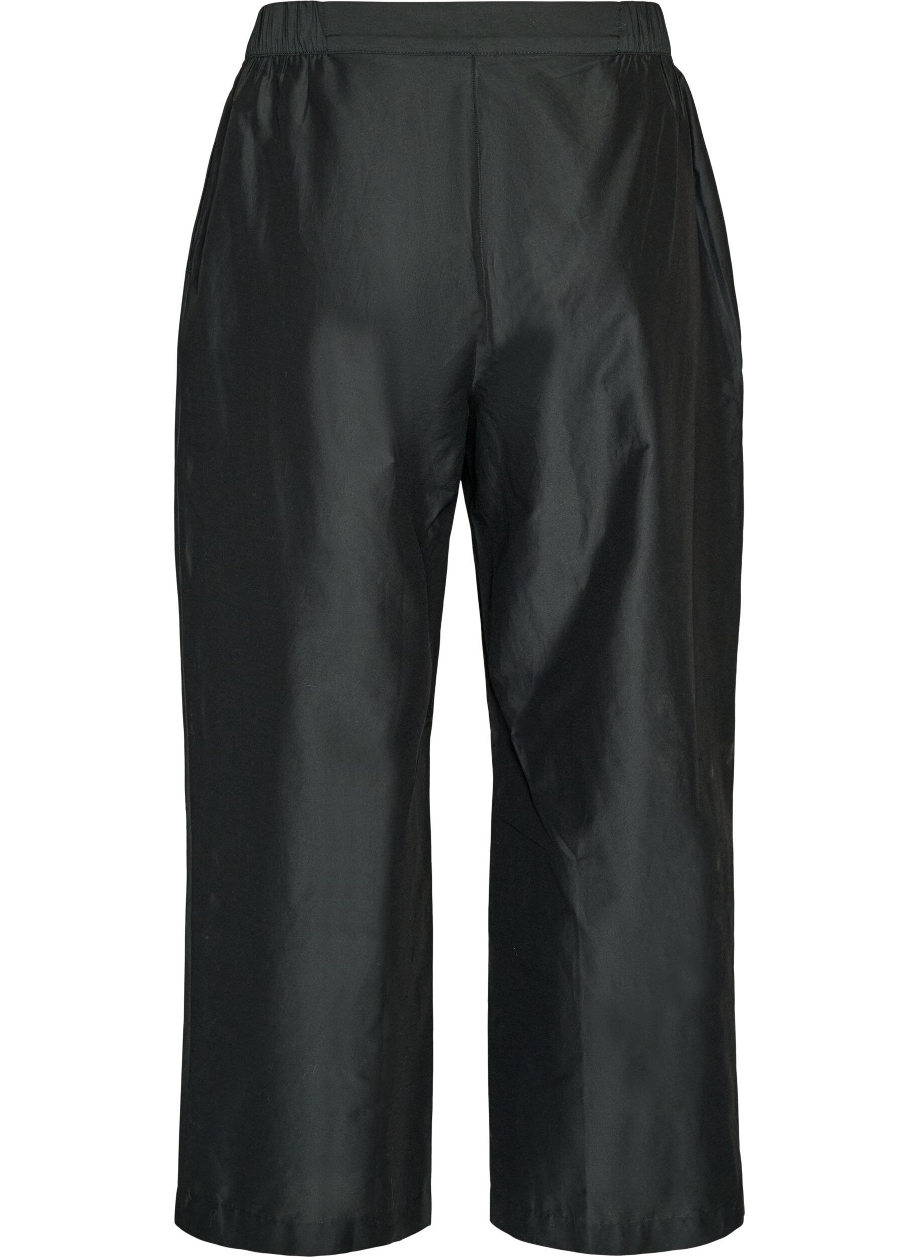 ZizzifashionCotton trousers with embroidered cut-outs, Black, Packshot image number 1