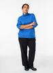 Knitted blouse with turtleneck and side buttons, Blue, Model image number 1