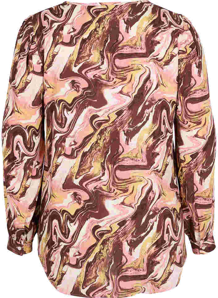 Printed viscose blouse with v-neckline, AOP, Packshot image number 1
