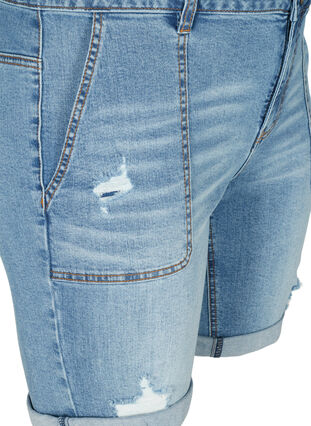 Close-fitting denim shorts with slit details, Light blue denim, Packshot image number 2