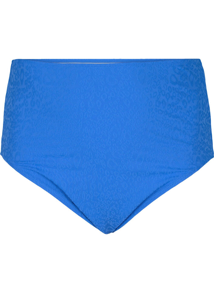 High-waist leo-structured bikini briefs, Blue, Packshot image number 0