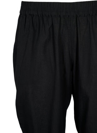 Plain cotton trousers with linen, Black, Packshot image number 2