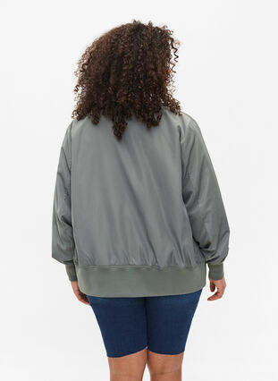 Bomber jacket with pockets and ribbed fabric, Castor Gray, Model image number 1