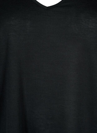 Short-sleeved blouse with lace and v-neck, Black, Packshot image number 2