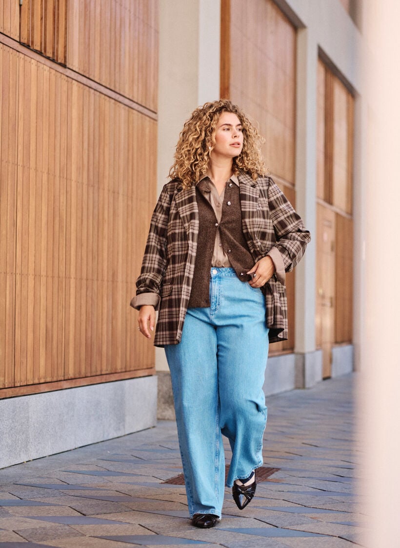 Wide leg jeans with high waist, Light Blue, Image image number 0
