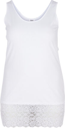 Vest top with lace trim, Bright White, Packshot image number 0