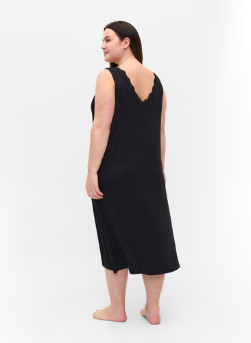 Sleeveless nightdress in viscose, Black, Model image number 1