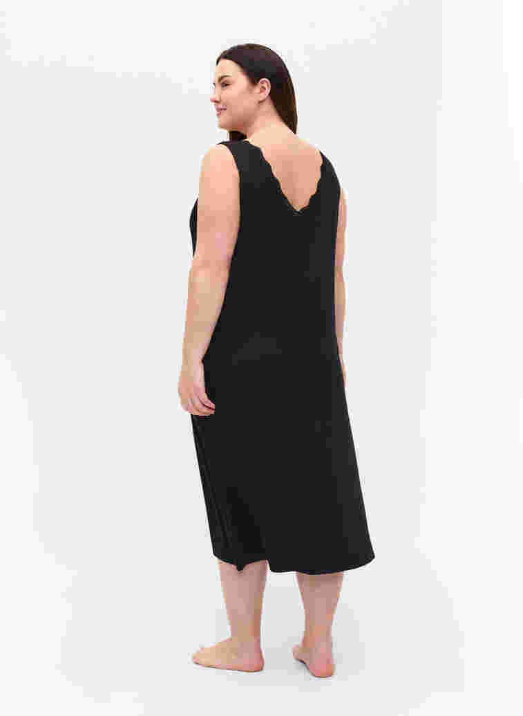 Sleeveless nightdress in viscose, Black, Model image number 1