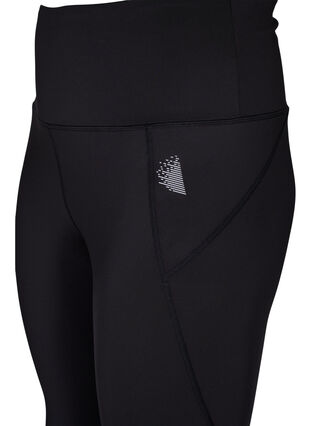 Cropped leggings with patterned mesh, Black, Packshot image number 2