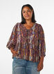 Blouse with paisley print and lace detail, Purple, Model image number 0