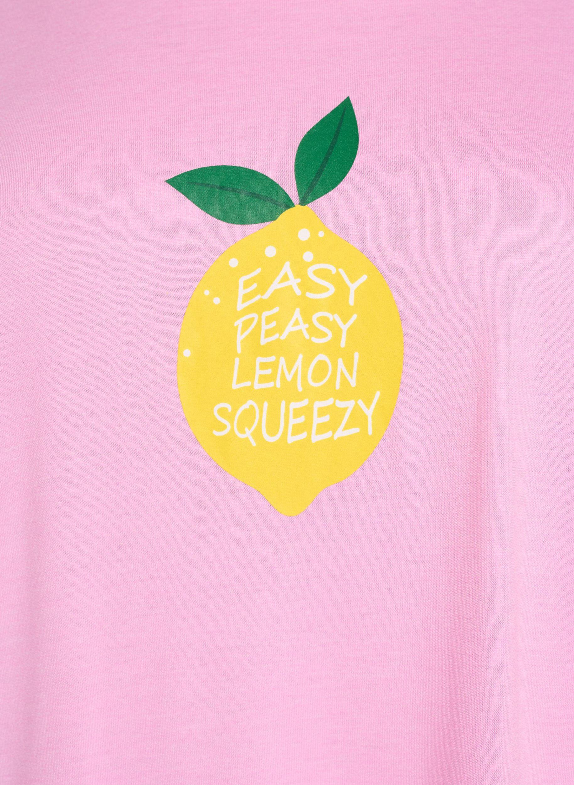 Zizzifashion Short sleeve nightgown with text print, Pink, Packshot image number 2