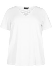 T-shirt with v-neck and cross detail