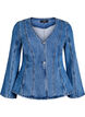 Denim jacket with shaping seams and a V-neck, Blue, Packshot image number 0