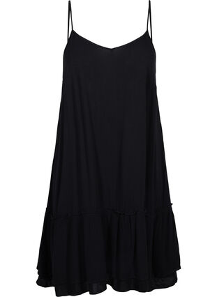 Sleeveless viscose beach dress, Black, Packshot image number 0