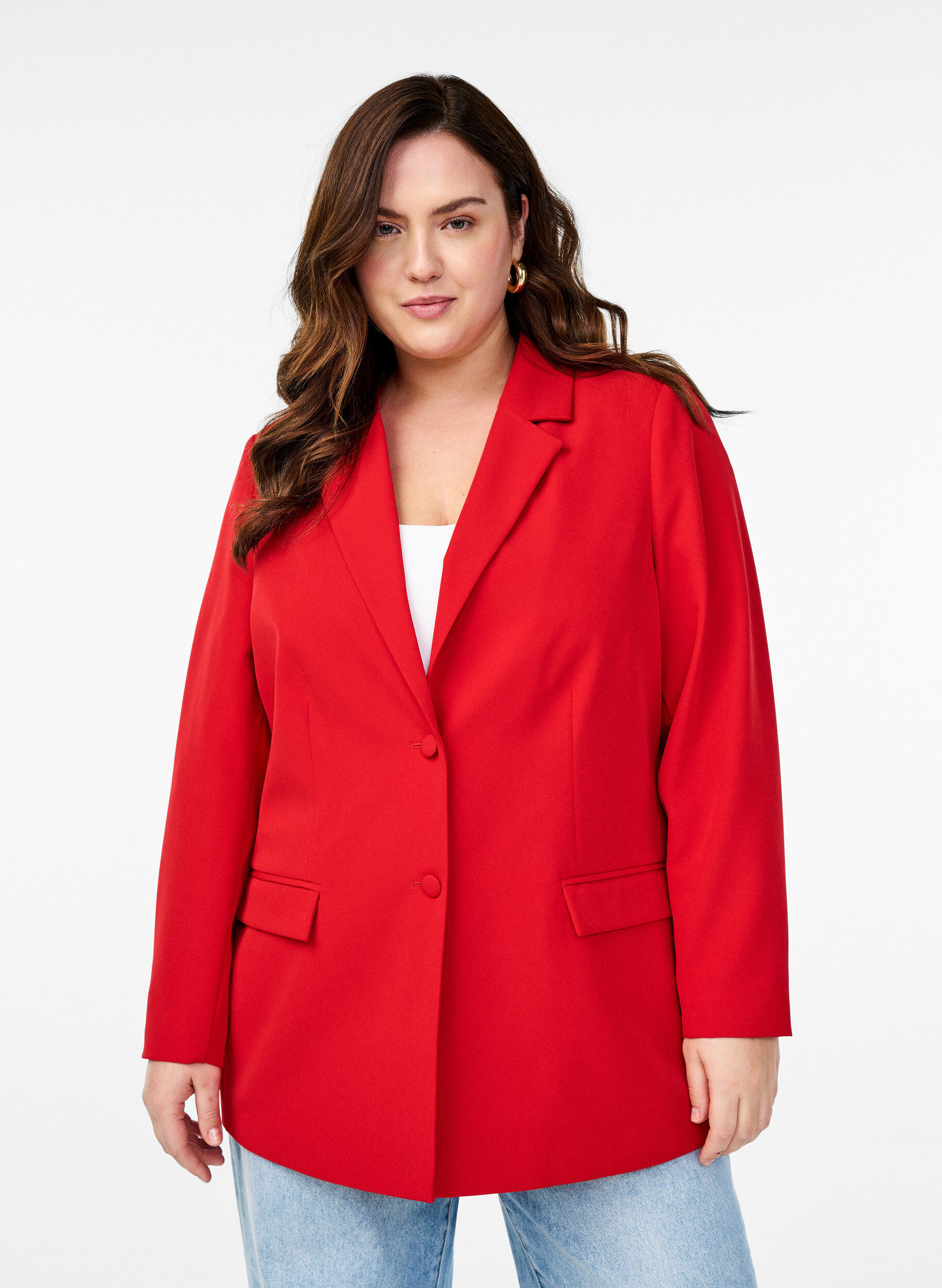 Zizzifashion Classic blazer with button closure, Red, Model image number 0