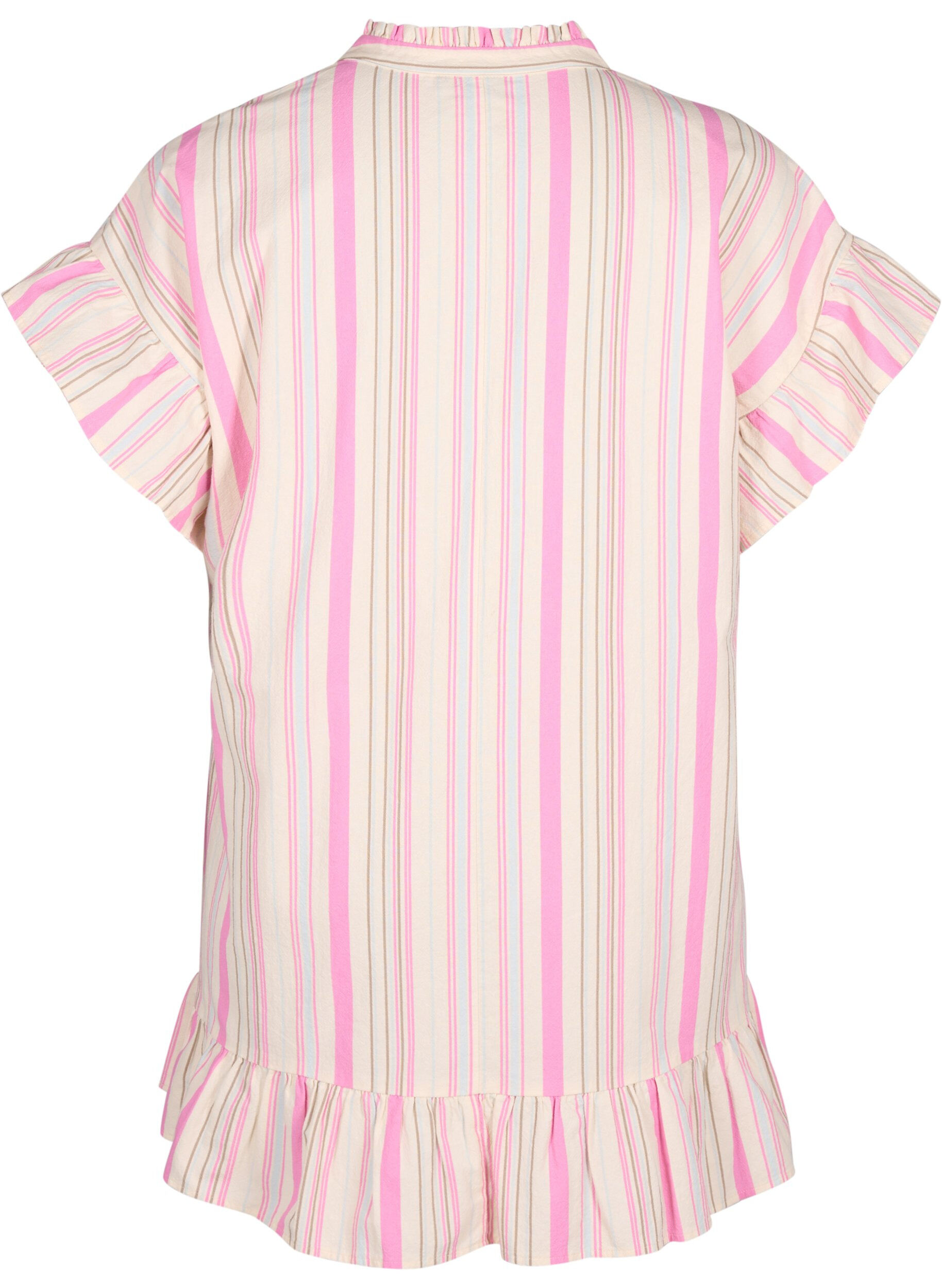Zizzifashion Striped cotton tunic, Eggnog Multi Stripe, Packshot image number 1