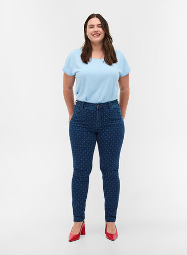 Super slim Amy jeans with print details, Dark blue, Model image number 0