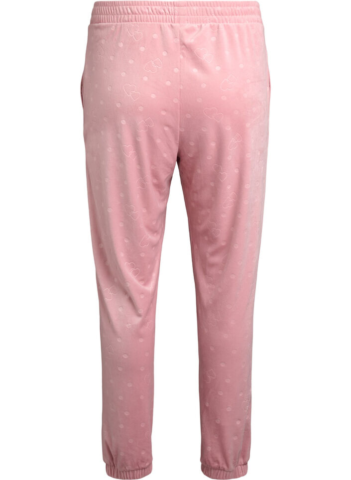 Velour trousers with polka dots and hearts, Rose, Packshot image number 1