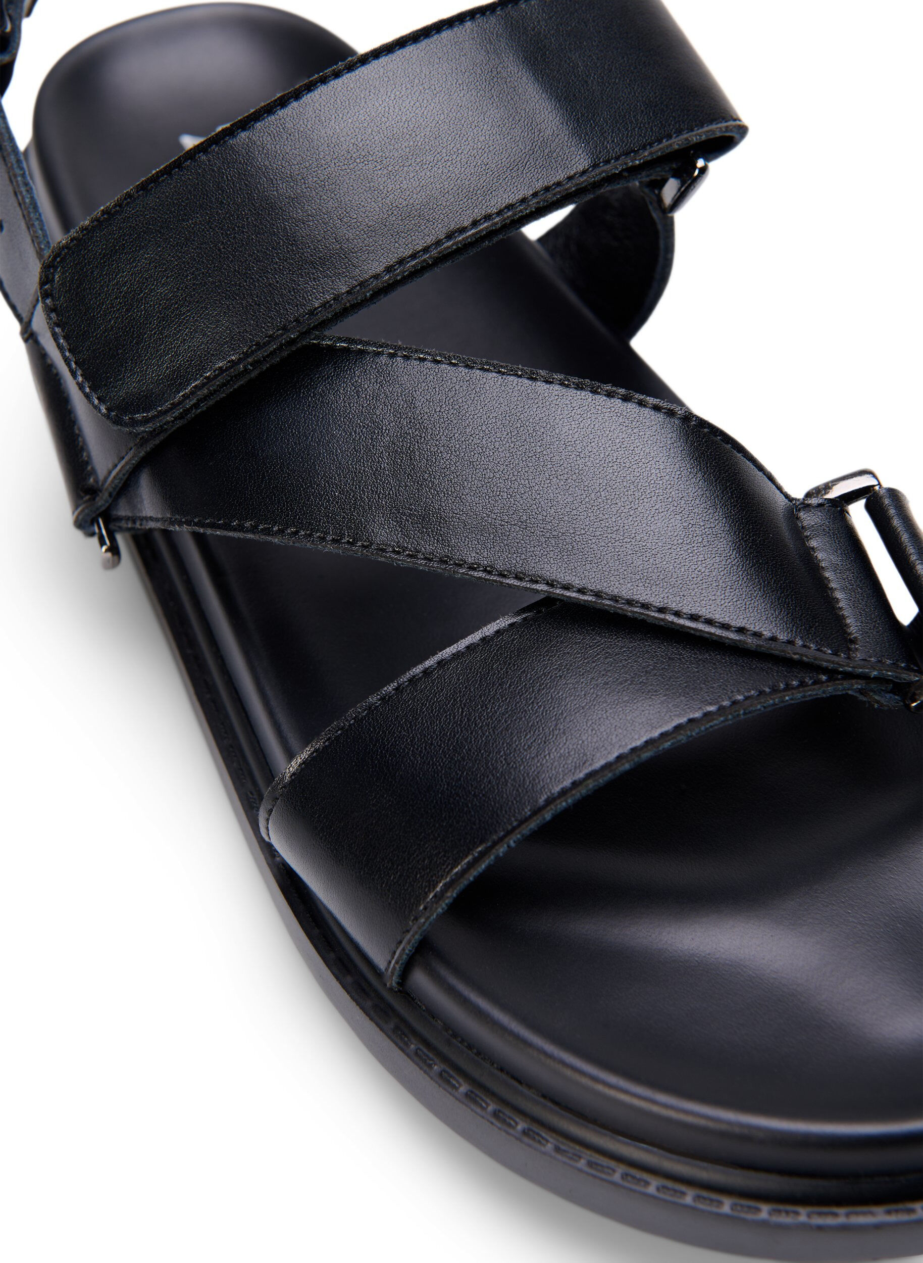 Zizzifashion Wide fit - Leather sandal with adjustable straps, Black, Packshot image number 3
