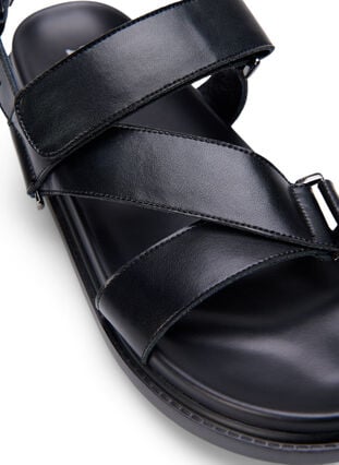 Wide fit leather sandal with adjustable straps, Black, Packshot image number 3