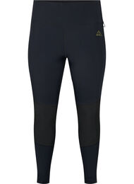 Stretchy and durable exercise leggings with pockets, Black, Packshot