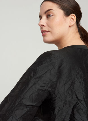 Textured jacket with v-neck, Black, Model image number 2