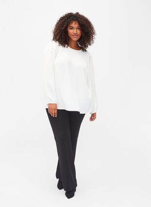 Long sleeved blouse with round neck, Snow White, Model image number 3