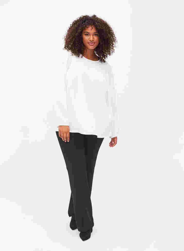 Long sleeved blouse with round neck, Snow White, Model image number 3