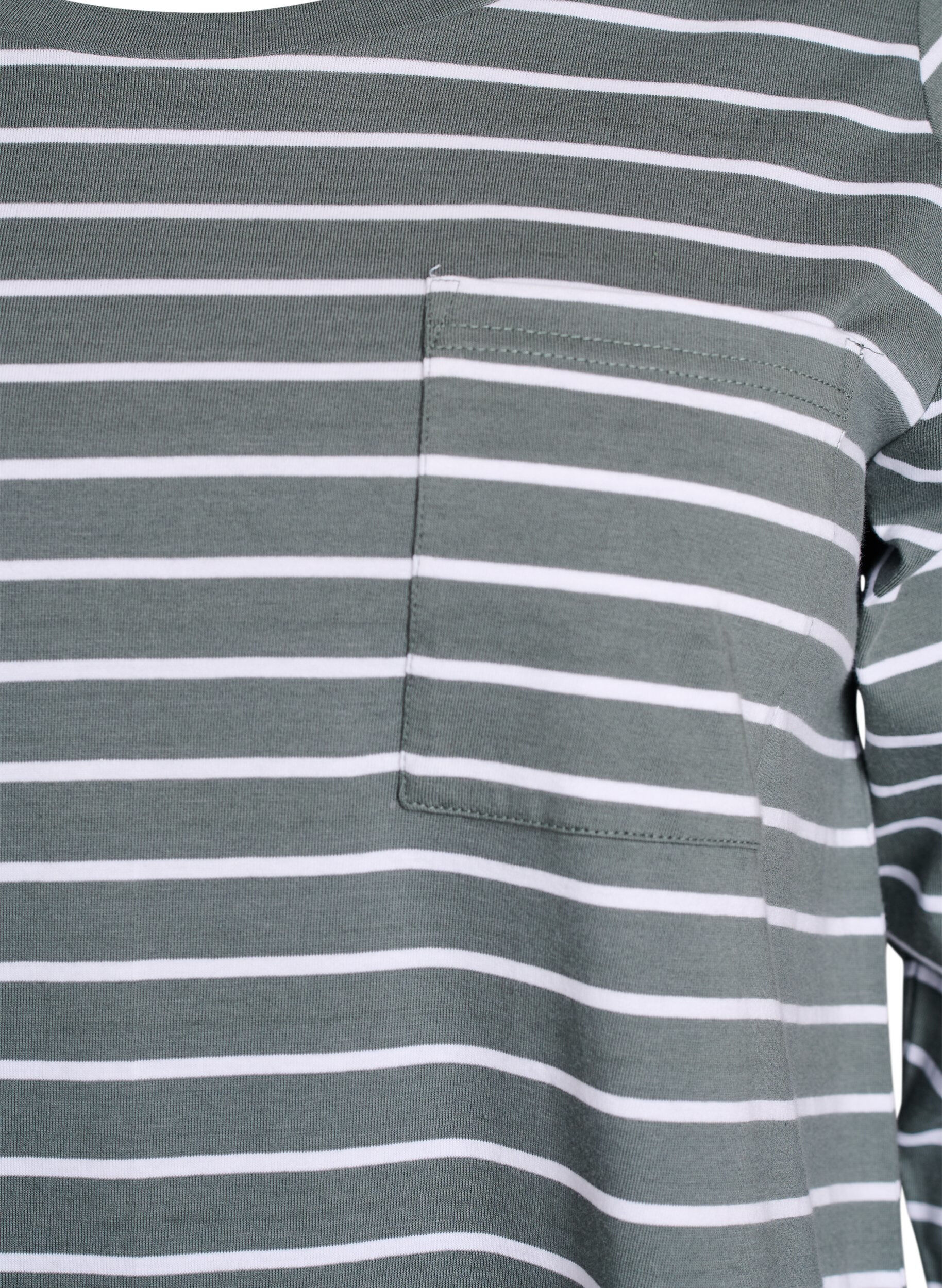 Zizzifashion Striped nightdress in organic cotton, Green, Packshot image number 2