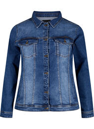 Short cotton denim jacket, Blue denim, Packshot