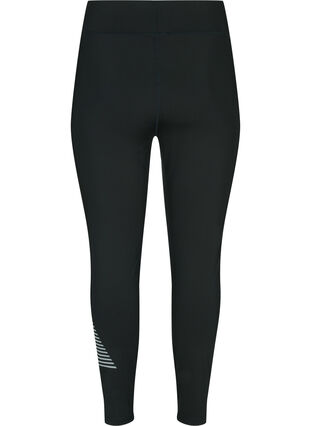 Training tights with reflective print, Black w. Reflex, Packshot image number 1