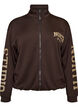 Sporty bomber cardigan with zip and high collar, Brown, Packshot image number 0