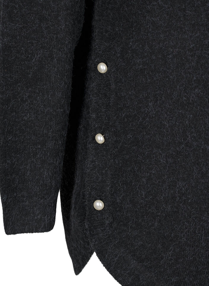 Long knitted blouse with ball buttons, Dark Grey, Packshot image number 2