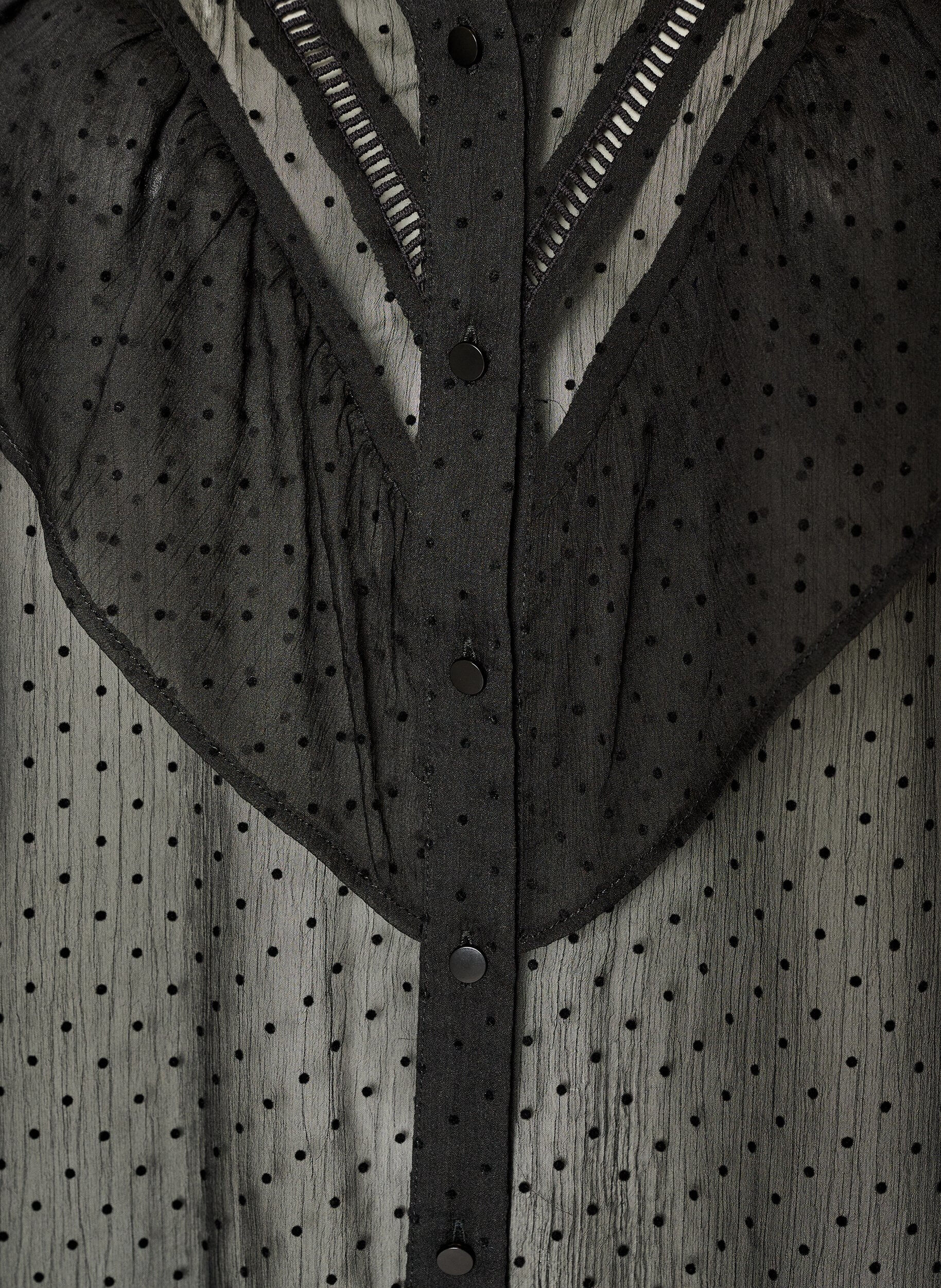 ZizzifashionSheer shirt blouse with dots and ruffle details, Black, Packshot image number 2