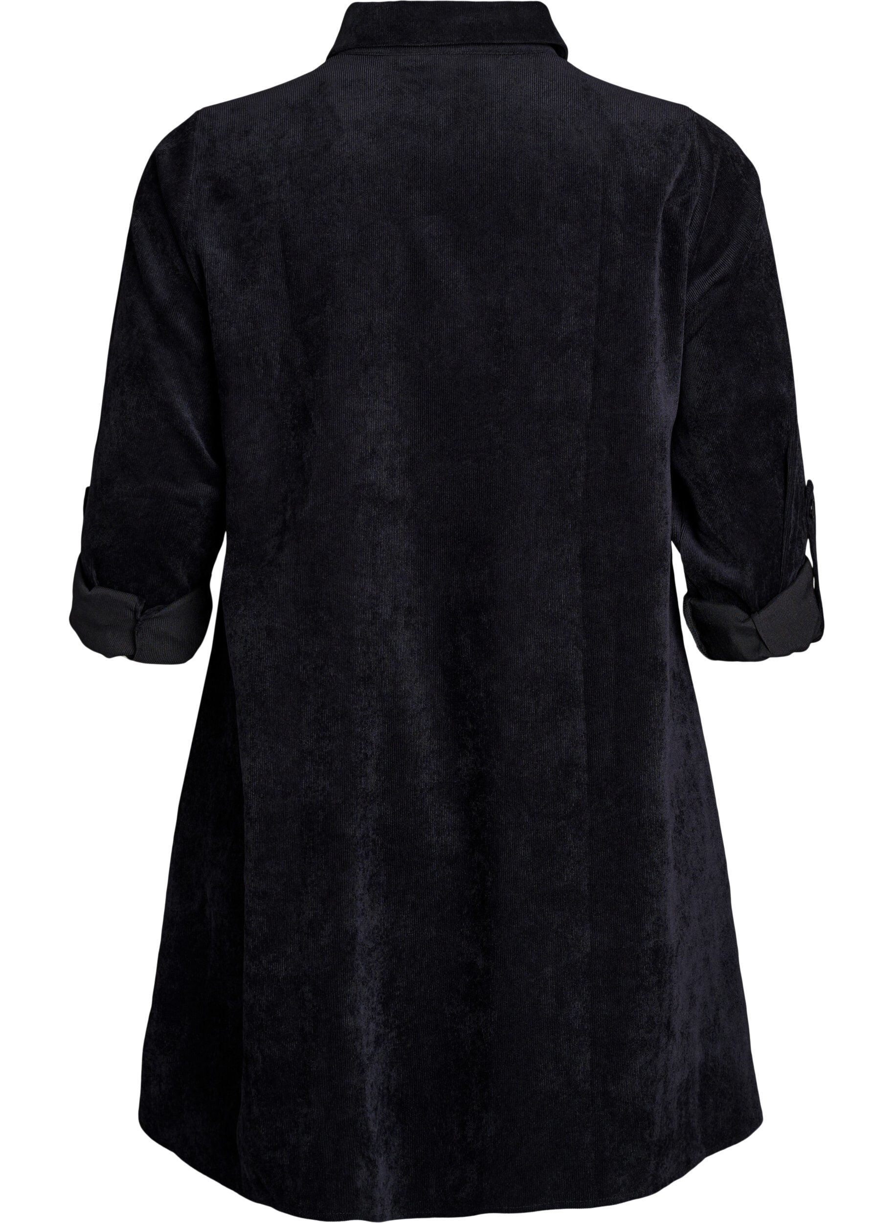 Zizzifashion Velvet dress with zipper and 3/4 sleeves, Black, Packshot image number 1