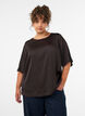 Satin blouse with elbow-length sleeves, Brown, Model image number 0