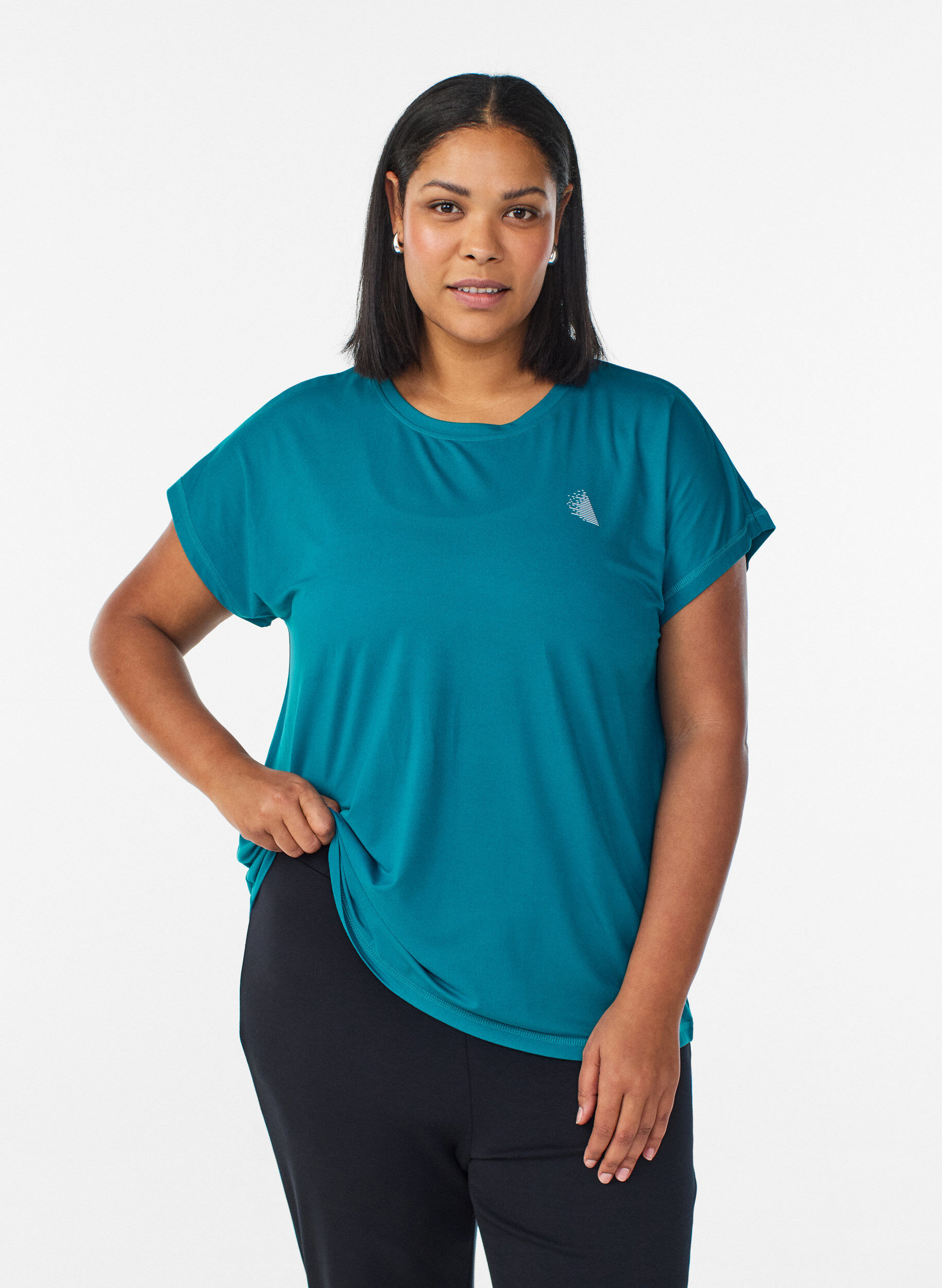 Solid-coloured training T-shirt, Green, Model