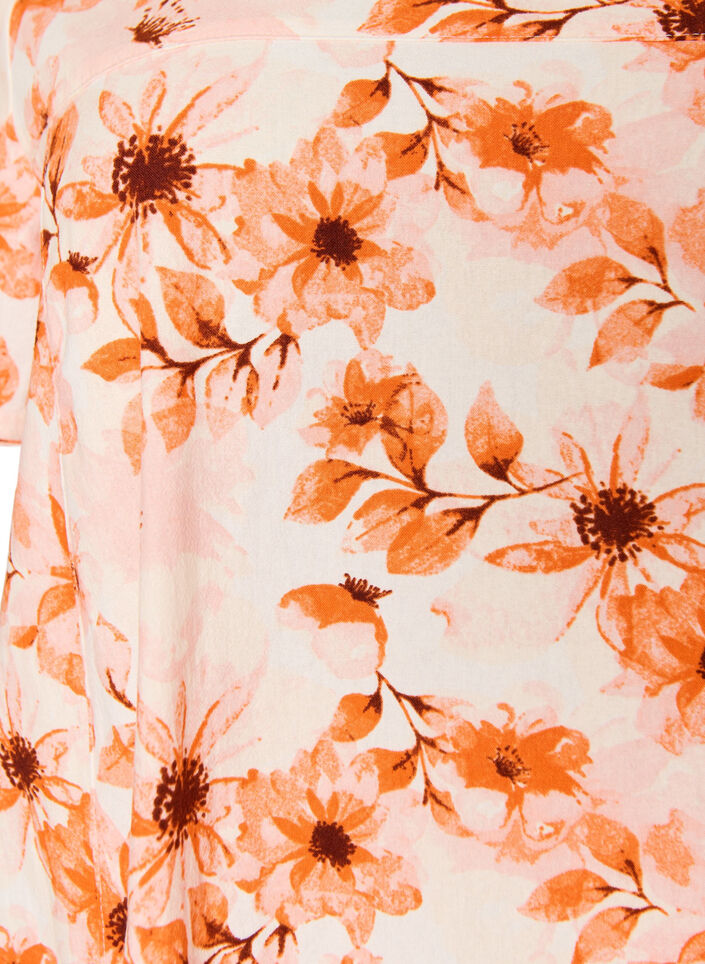 Short-sleeved cotton dress with print, Orange, Packshot image number 2