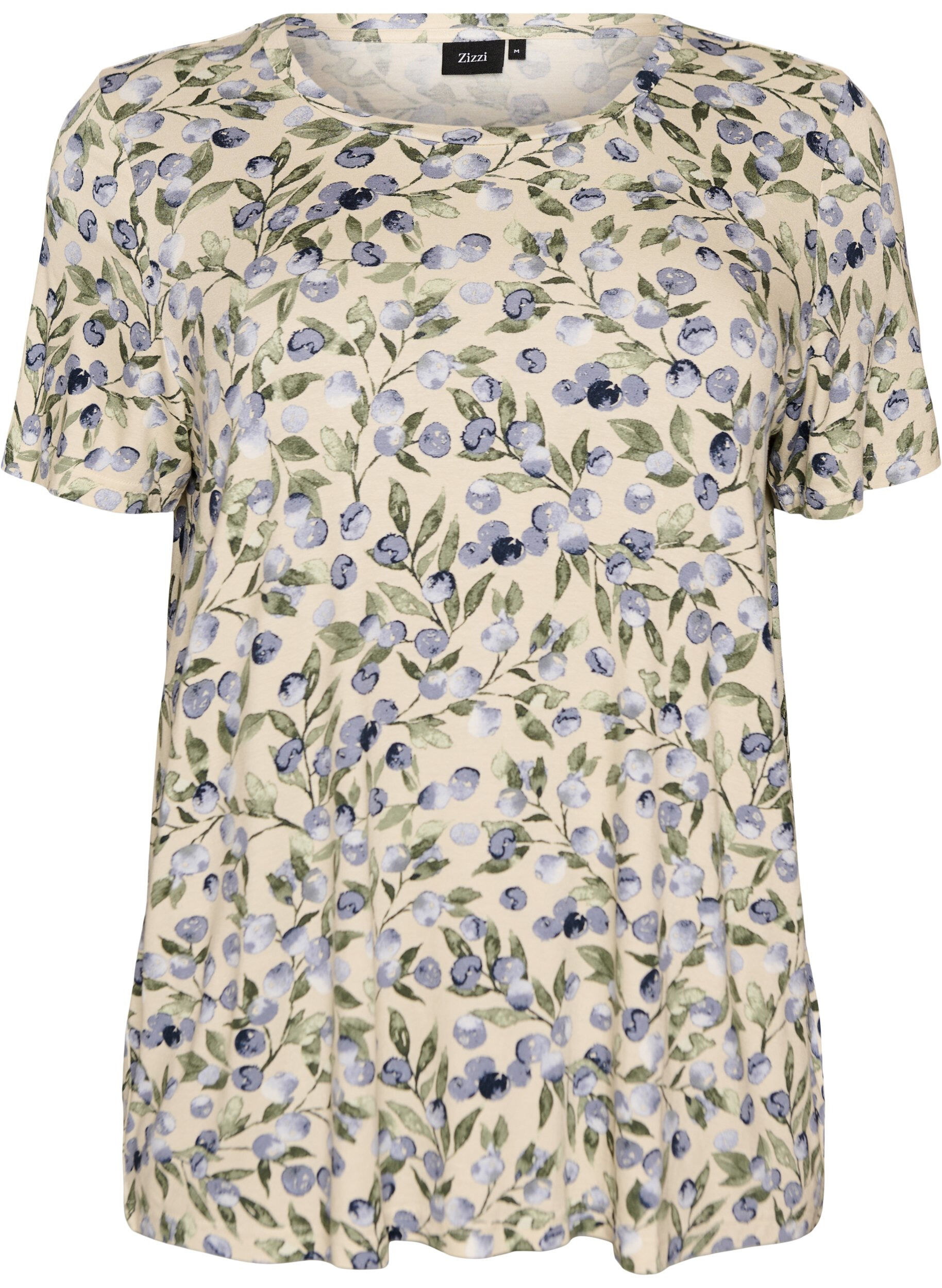 Zizzifashion T-shirt with floral print, Vanilla, Packshot image number 0