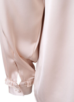 Satin shirt blouse with ruffle details, Champagne, Packshot image number 3