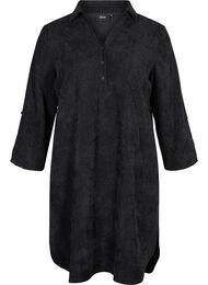 Velvet dress with 3/4-length sleeves and buttons, Black, Packshot