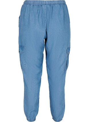 Denim cargo trousers with pockets, Light blue denim, Packshot image number 1