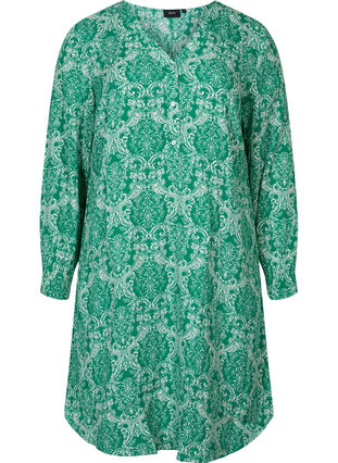 Printed viscose dress, Jolly Green Oriental, Packshot image number 0