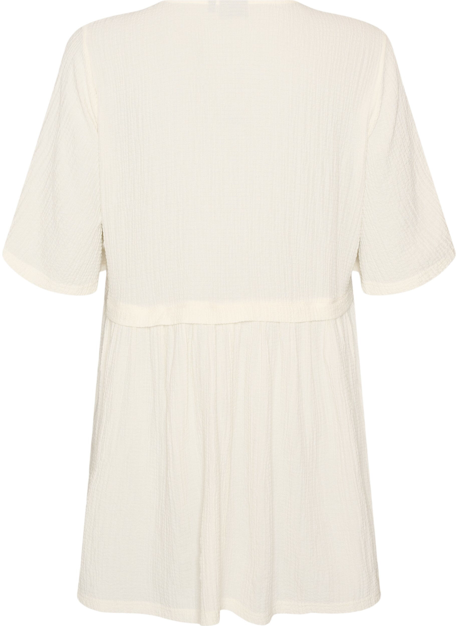 ZizzifashionTunic with crinkled texture and 1/2 sleeves, Vanilla, Packshot image number 1