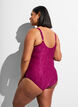 Swimsuit with wrap detail and tone-on-tone floral texture, Red, Model image number 1