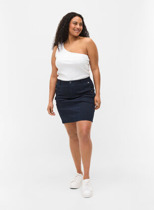 Close-fitting skirt with button details, Navy, Model image number 0