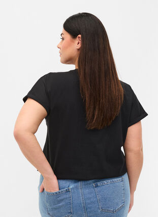 Cotton t-shirt with British embroidery, Black, Model image number 1