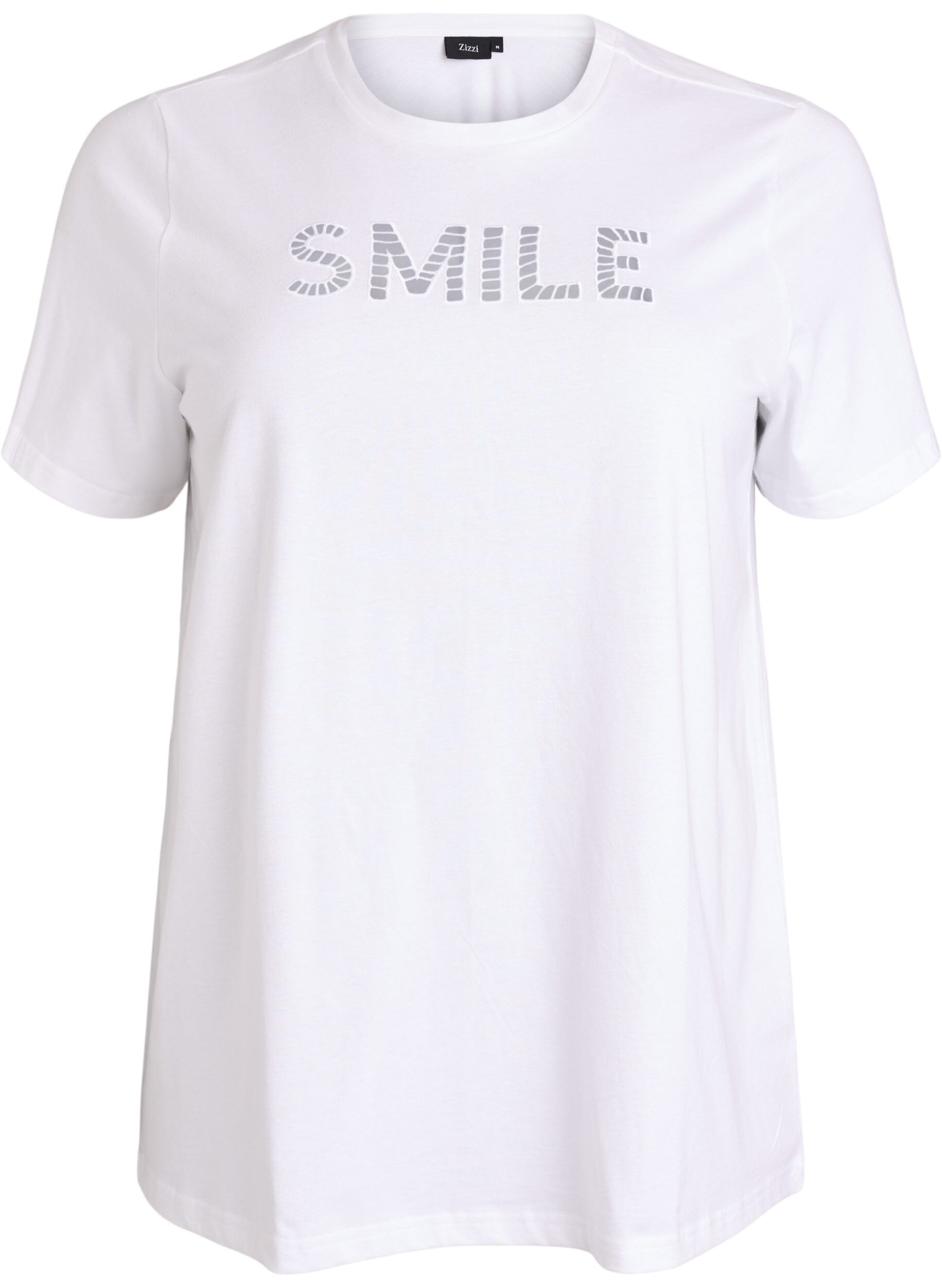 Cotton T-shirt with embroidered text