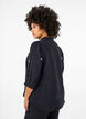 Blouse with 3/4 sleeves and floral embroidery, Black, Model image number 1
