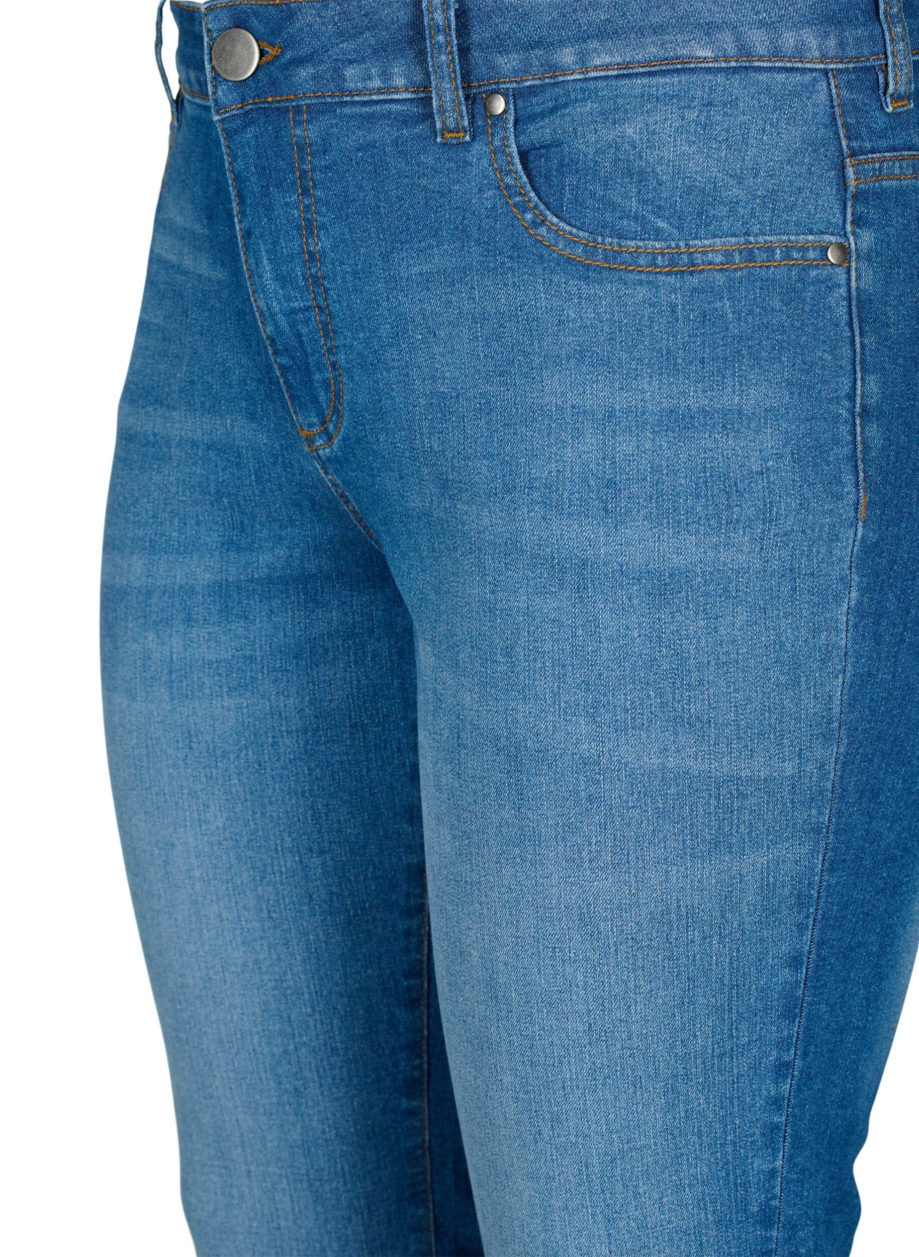 Zizzifashion Emily jeans with regular waist and slim fit, Blue denim, Packshot image number 2